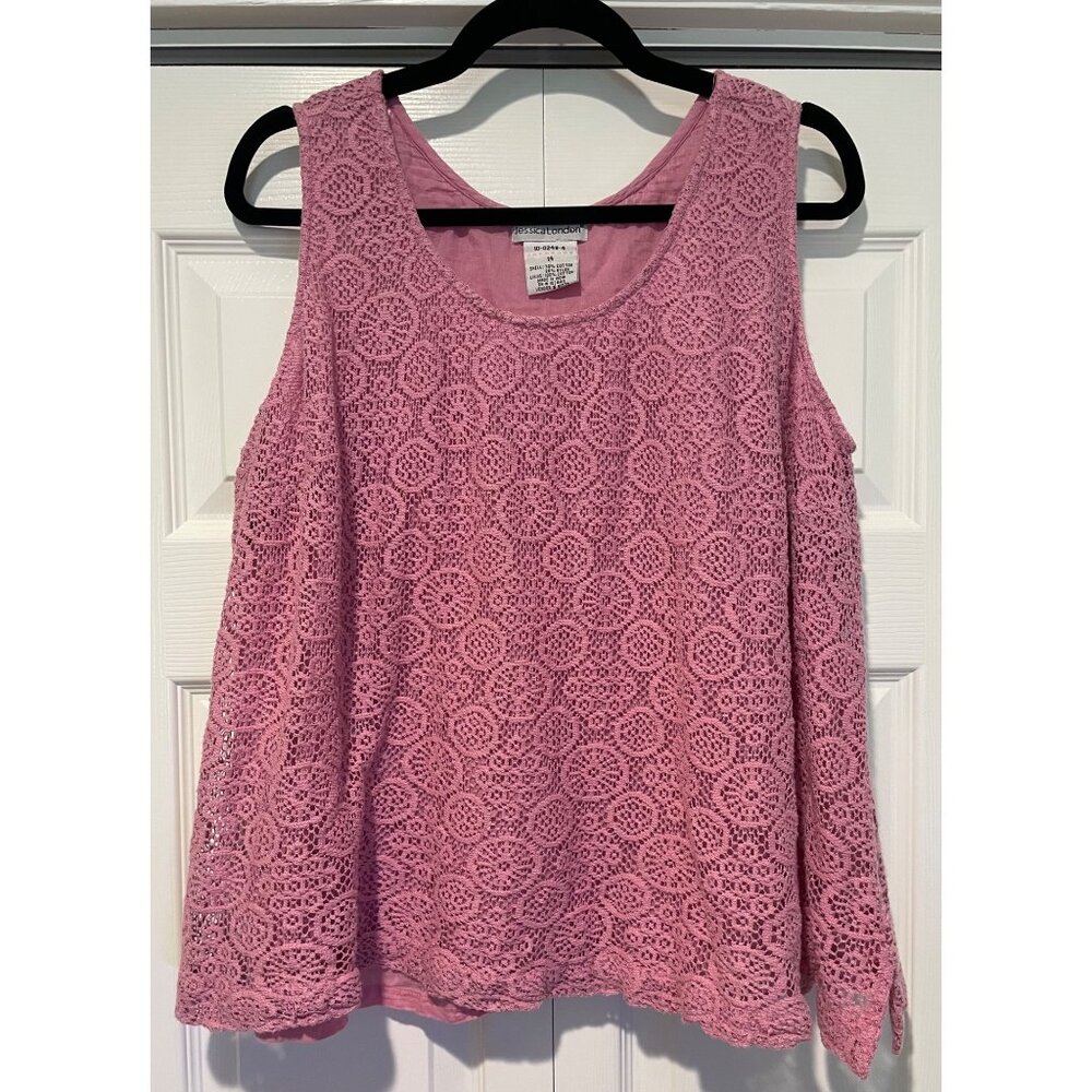 Vtg Jessica London Womens Crochet Top Size 14 Feminine Dainty Indie Festival